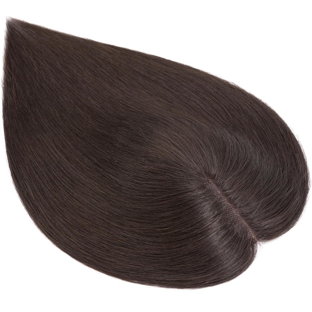 Human Hair Topper,1b#  100% Real Hair 4"*5" Lace Silk Base Cocoa Brown 10 inch